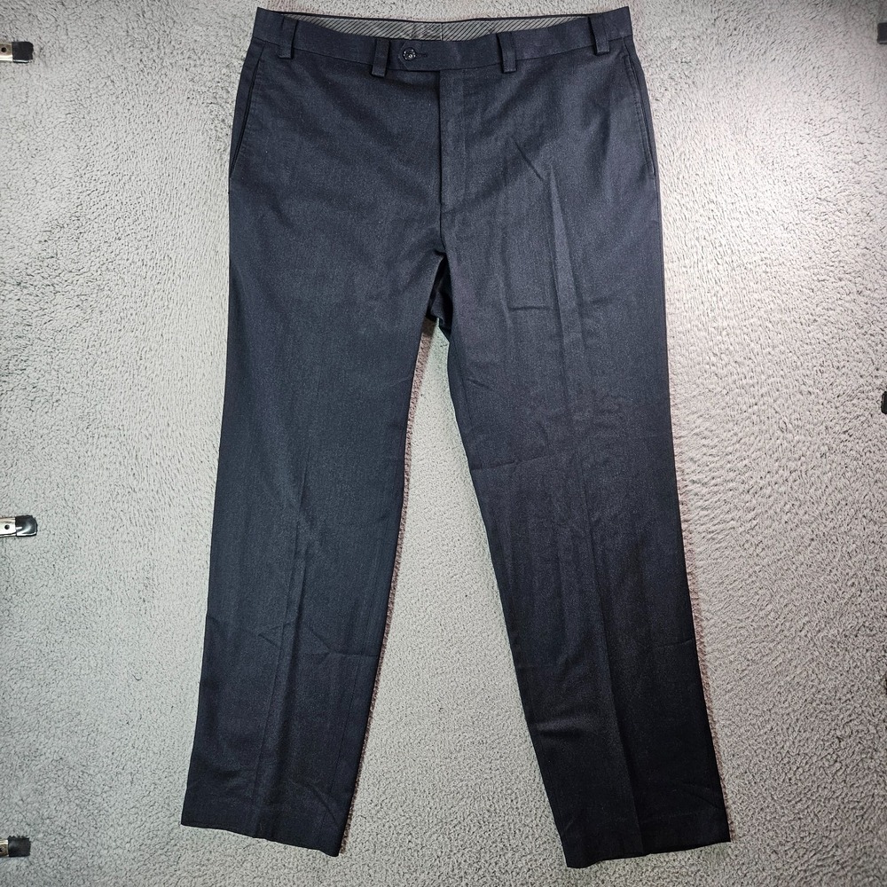 Lauren Ralph Lauren Dress Pants Men 38 x 32 Flat Front Poly‎ Blend Charcoal Gray